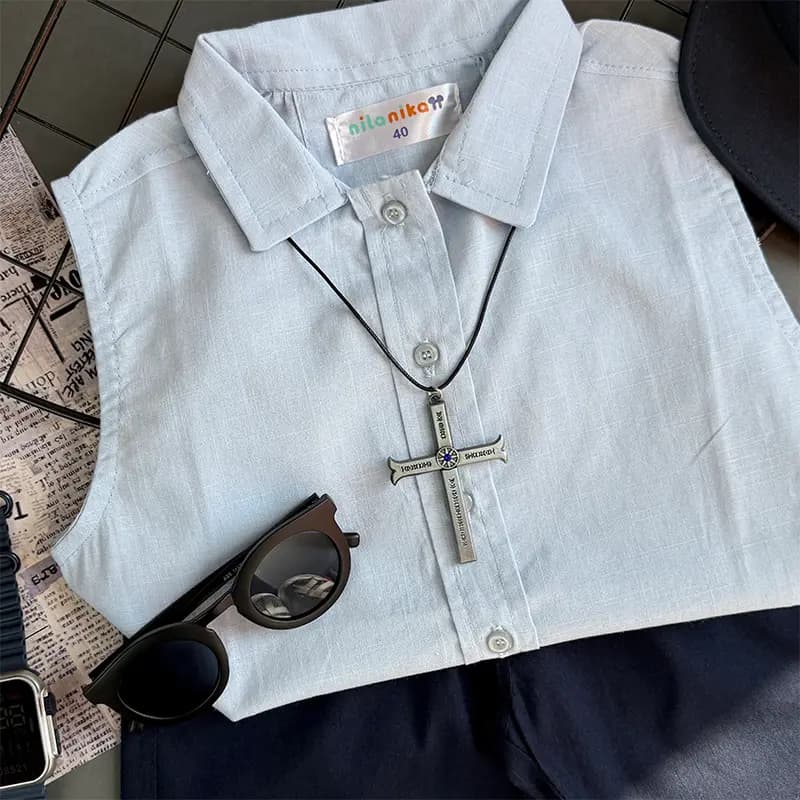 ست تاپ و شلوارک بچگانه مینیمال تابستانه مناسب گردش کد 1299 — تصویر ۵