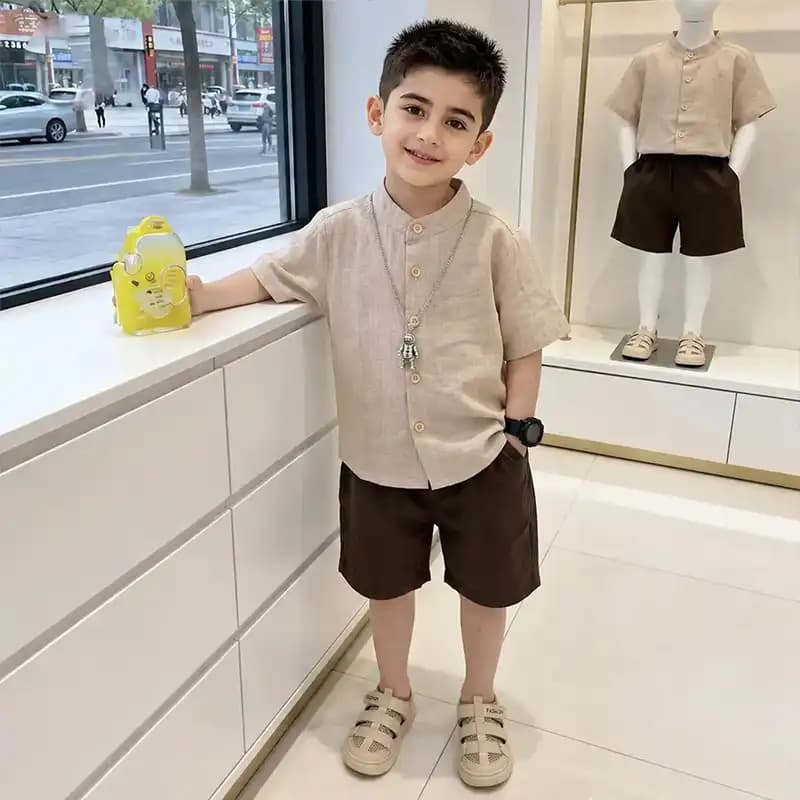 ست شومیز شلوارک پسرانه خنک بهاره تابستانه کد 1273