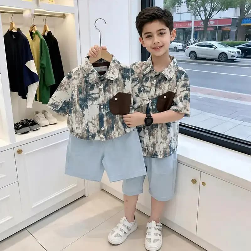ست شومیز شلوارک پسرانه خاص بهار و تابستانه کد 1269