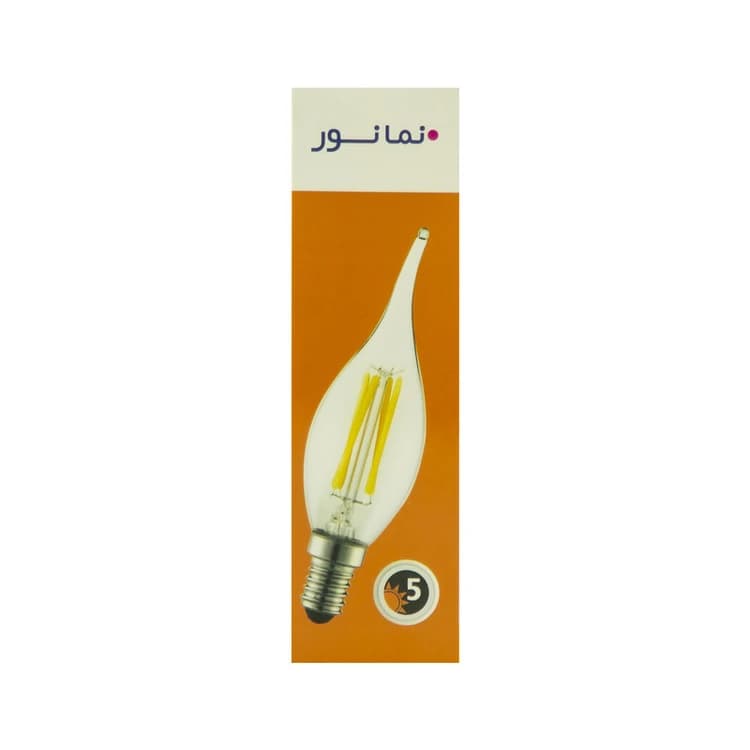 لامپ اشکی فیلامینتی 5وات نمانور پایه E14 آفتابی — تصویر ۴