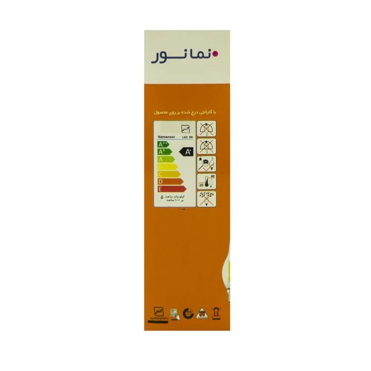 لامپ اشکی فیلامینتی 5وات نمانور پایه E14 آفتابی — تصویر ۲