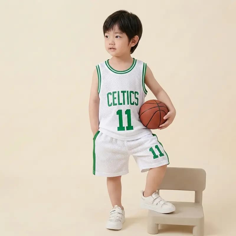 تاپ و شلوارک پسرانه ورزشی بهار و تابستانه مدل سلتیکس (Celtics) کد4161 — تصویر ۲