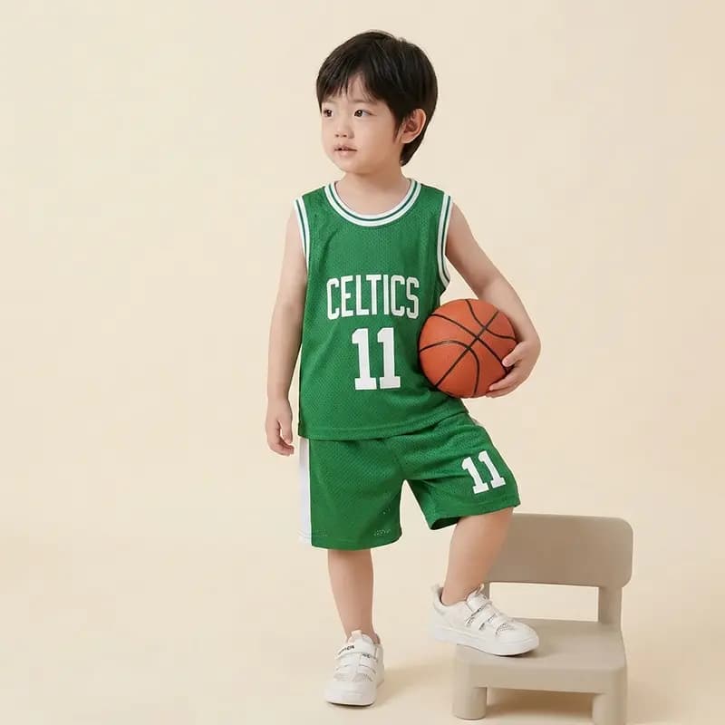 تاپ و شلوارک پسرانه ورزشی بهار و تابستانه مدل سلتیکس (Celtics) کد4161 — تصویر ۳