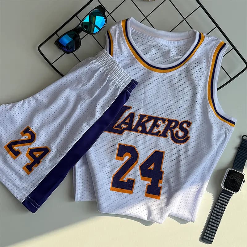 تاپ و شلوارک پسرانه ورزشی بهار و تابستانه مدل لیکرز (Lakers) کد 4283 — تصویر ۲