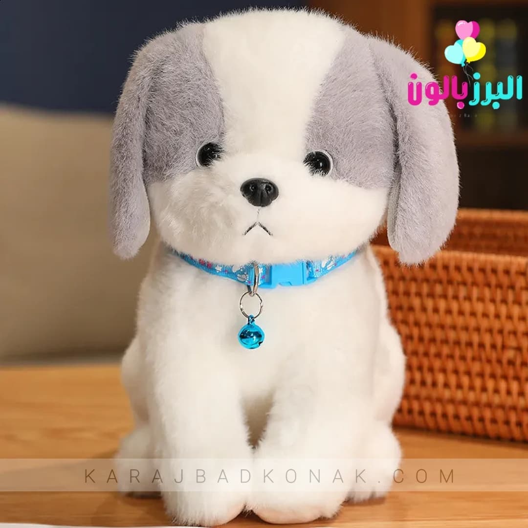 عروسک سگ پاپی زنگوله دار طوسی — تصویر ۲