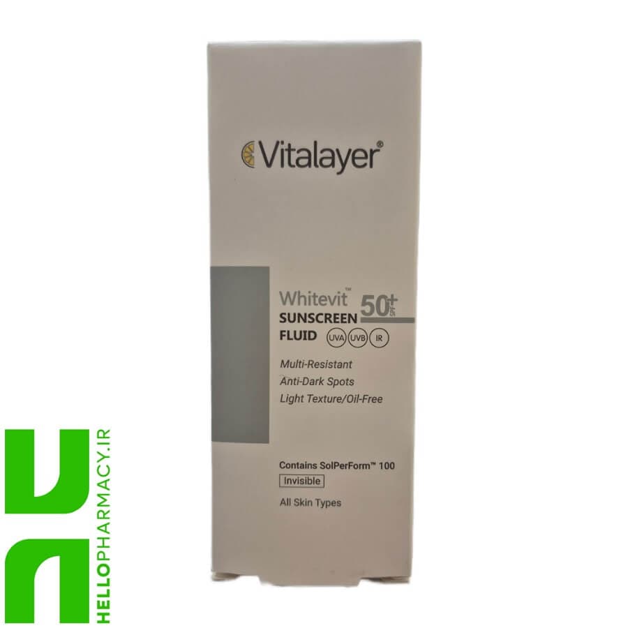 فلوئید ضد آفتاب SPF50 پوست دارای لک بی رنگ وایت ویت ویتالیر 50میلی لیتر
