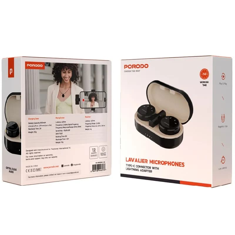 میکروفون یقه ای دو فرستنده پرودو مدل PD-WMDMIC-BK