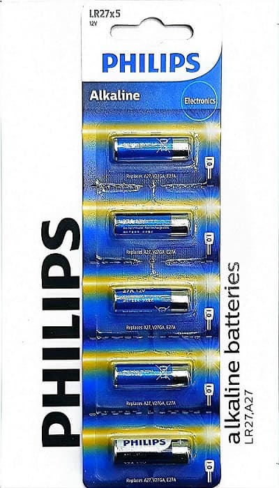 باتری ریموتی 27a آلکالاین فیلیپس (PHILIPS LR27-27A) ورق 5عددی