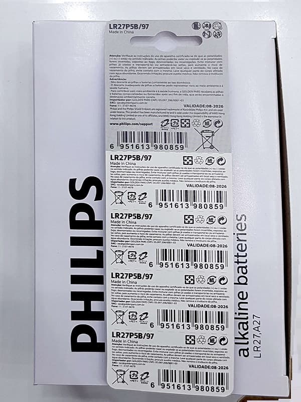 باتری ریموتی 27a آلکالاین فیلیپس (PHILIPS LR27-27A) ورق 5عددی — تصویر ۴