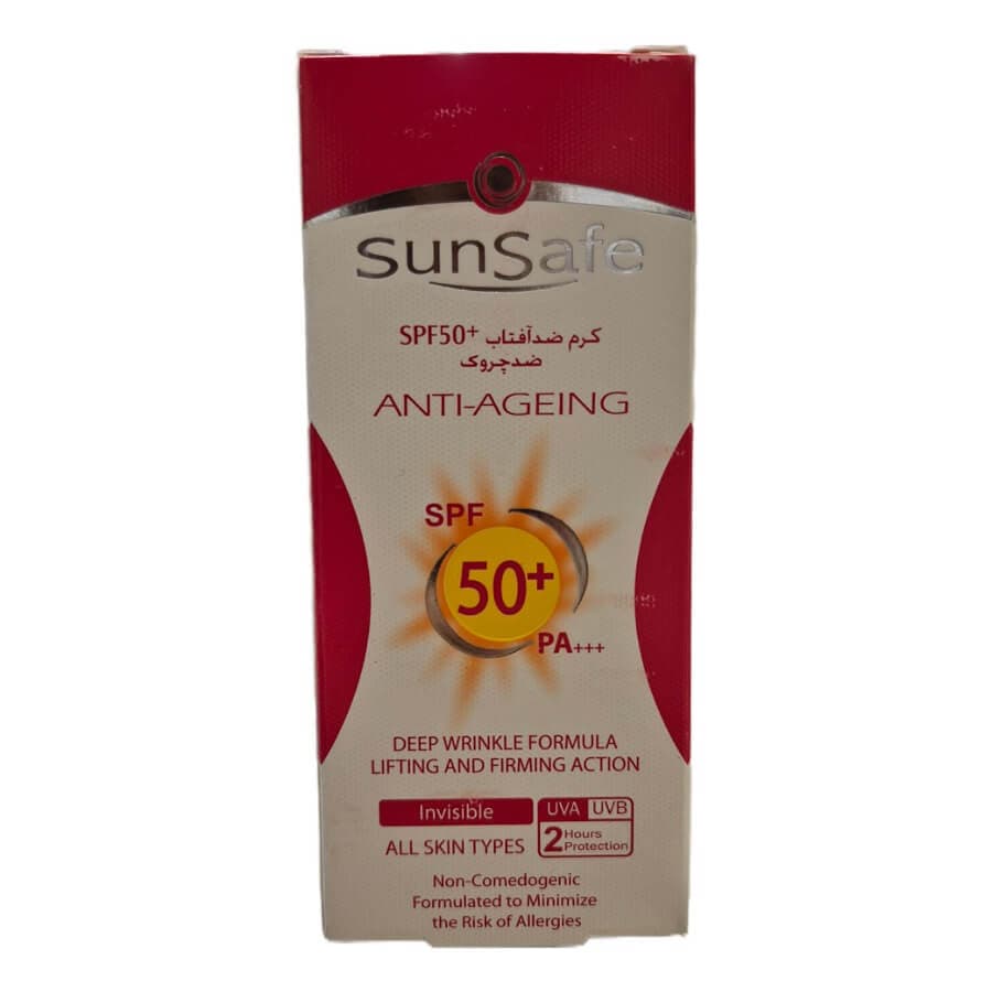 کرم ضد آفتاب SPF50 ضد چروک انواع پوست سان سیف 50گرم