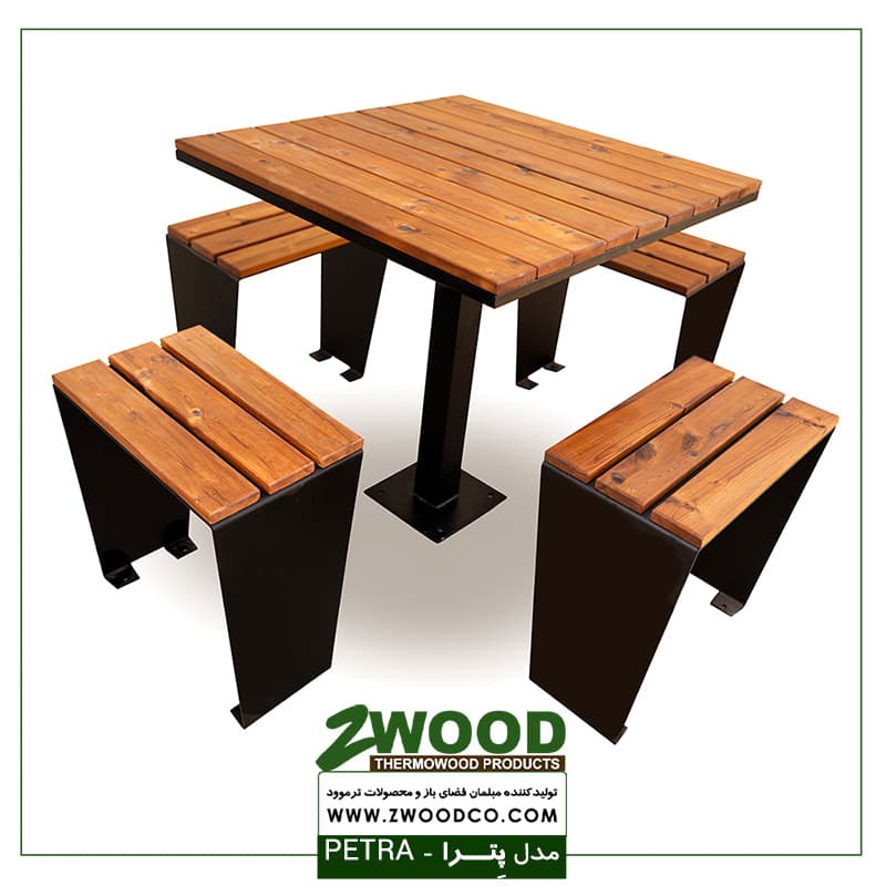 میز و نیمکت پارکی پترا ترموود ضد آب – برند zwood