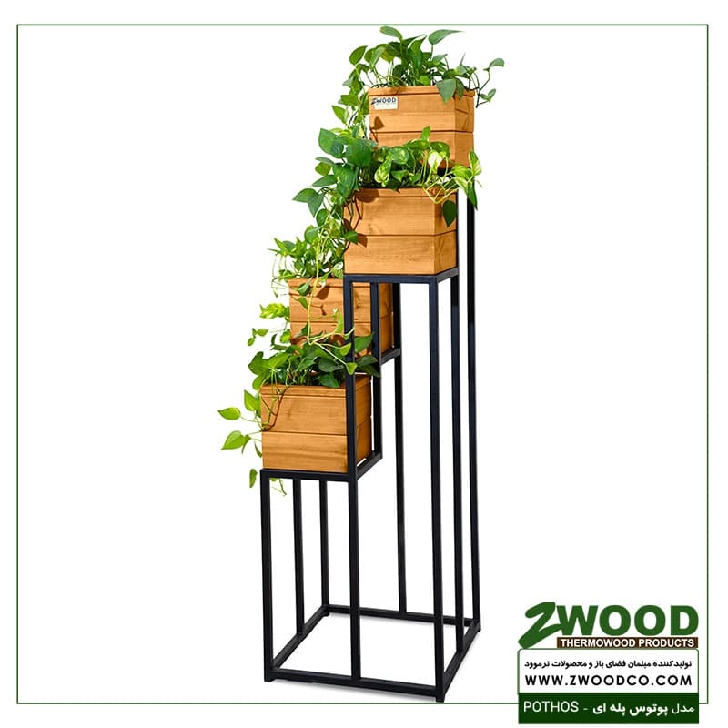 گلدان چوبی مدرن پوتوس پله ای – برند zwood — تصویر ۲