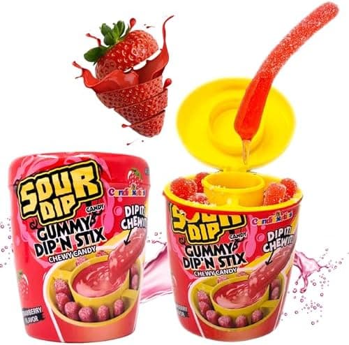 پاستیل لیوانی با سس ترش توت فرنگی مدل Strawberry Sour Cup
