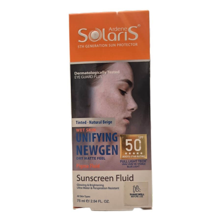 فلوئید ضد آفتاب SPF50 انواع پوست رنگی سولاریس آردن 75میلی لیتر — تصویر ۲