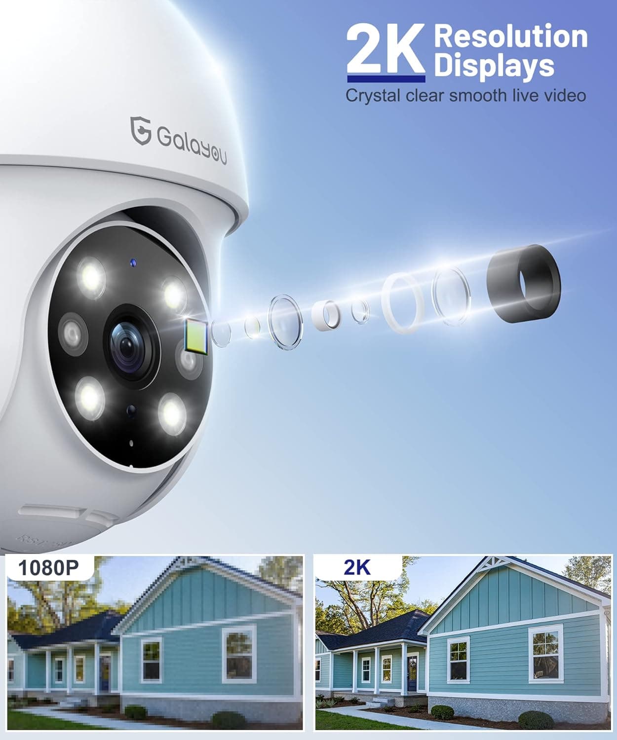 دوربین مداربسته Outdoor GALAYOU مدل Y4 با دید در شب رنگی و کیفیت 2K — تصویر ۲