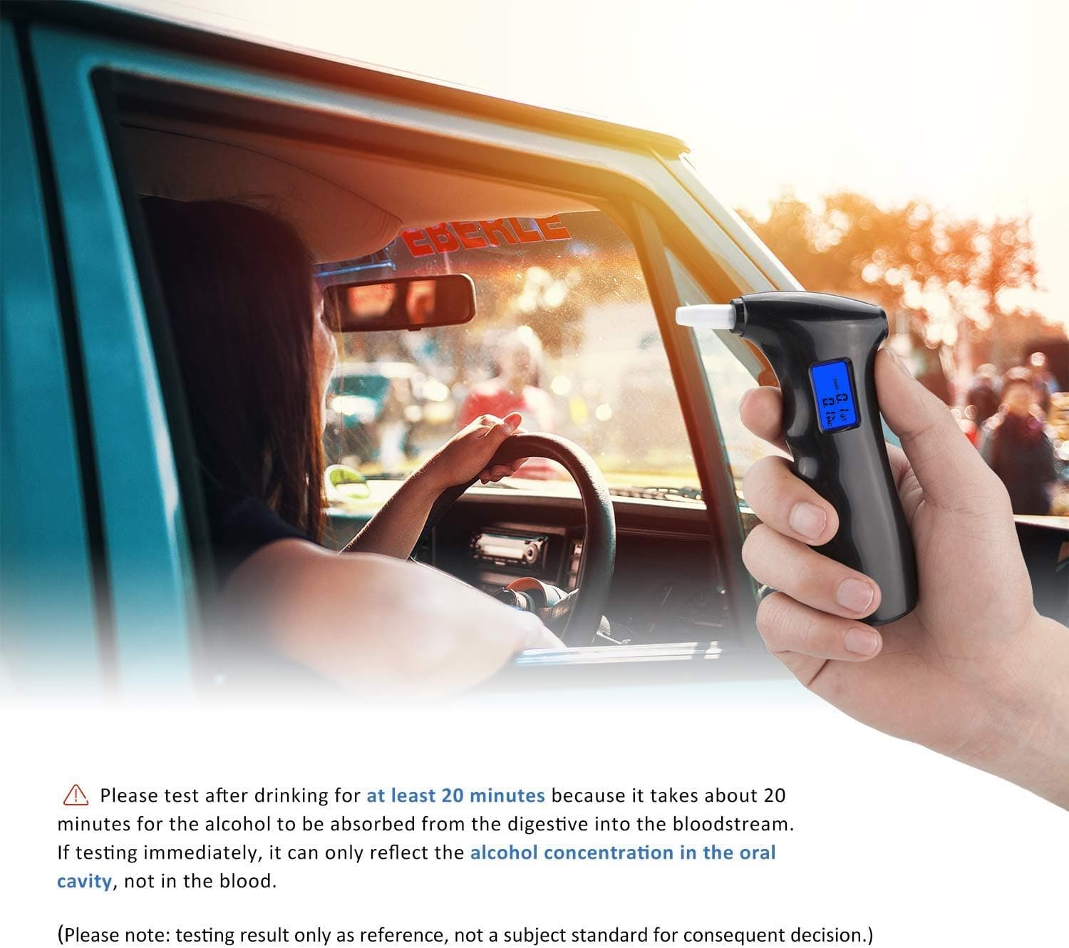 دستگاه تست الکل قابل حمل مدل LCD Breathalyzer با دقت بالا و ۵ سری دهانی — تصویر ۴