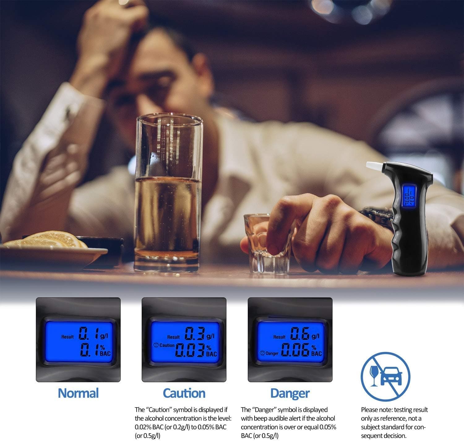 دستگاه تست الکل قابل حمل مدل LCD Breathalyzer با دقت بالا و ۵ سری دهانی — تصویر ۶