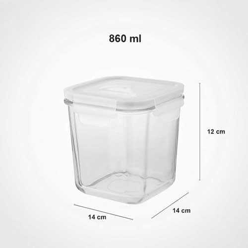 ظرف شیشه ای مربع دربدار 860 میلی لیتری لیمون 1984 — تصویر ۳