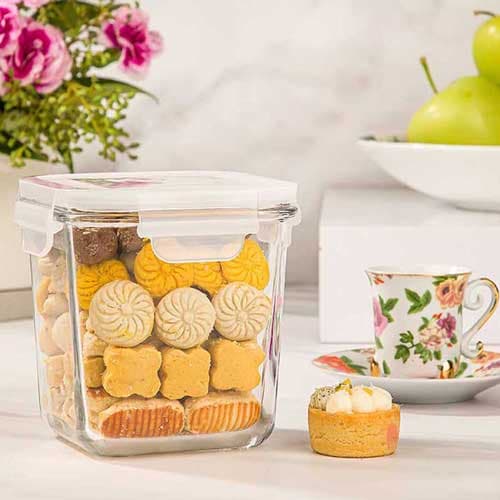 ظرف شیشه ای مربع دربدار 860 میلی لیتری لیمون 1984 — تصویر ۴