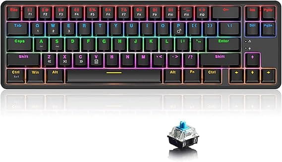 کیبورد مکانیکی دوحالته Ajazz K680T RGB مشکی، مخصوص تایپ و گیمینگ | آمازونیکس