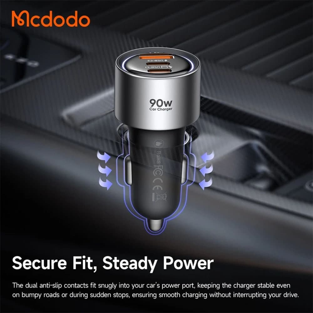 شارژر فندکی مک دودو 90 وات سه پورت USB-C و USB-A سری Gana مدل CC-3110 — تصویر ۲