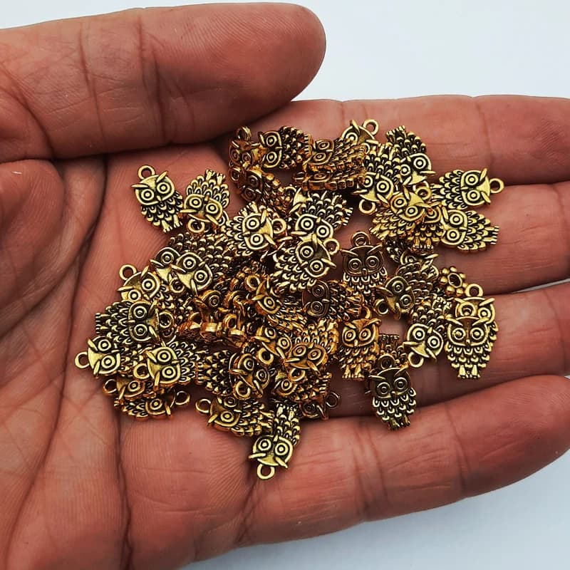آویز فلزی طرح جغد کد AG04 بسته 10 عددی — تصویر ۲