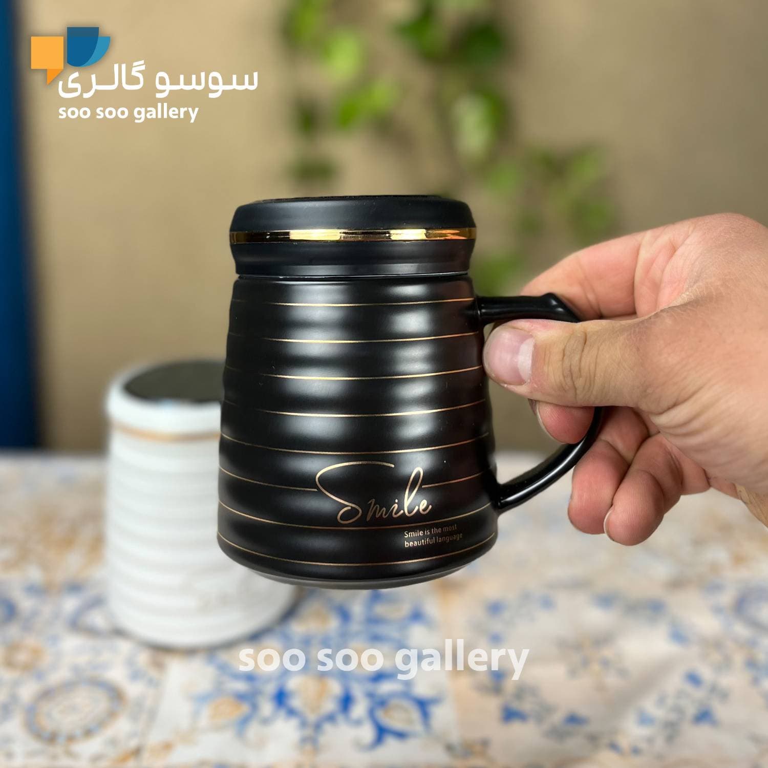 ماگ درب آینه اسمایل خط دار Smile — تصویر ۵