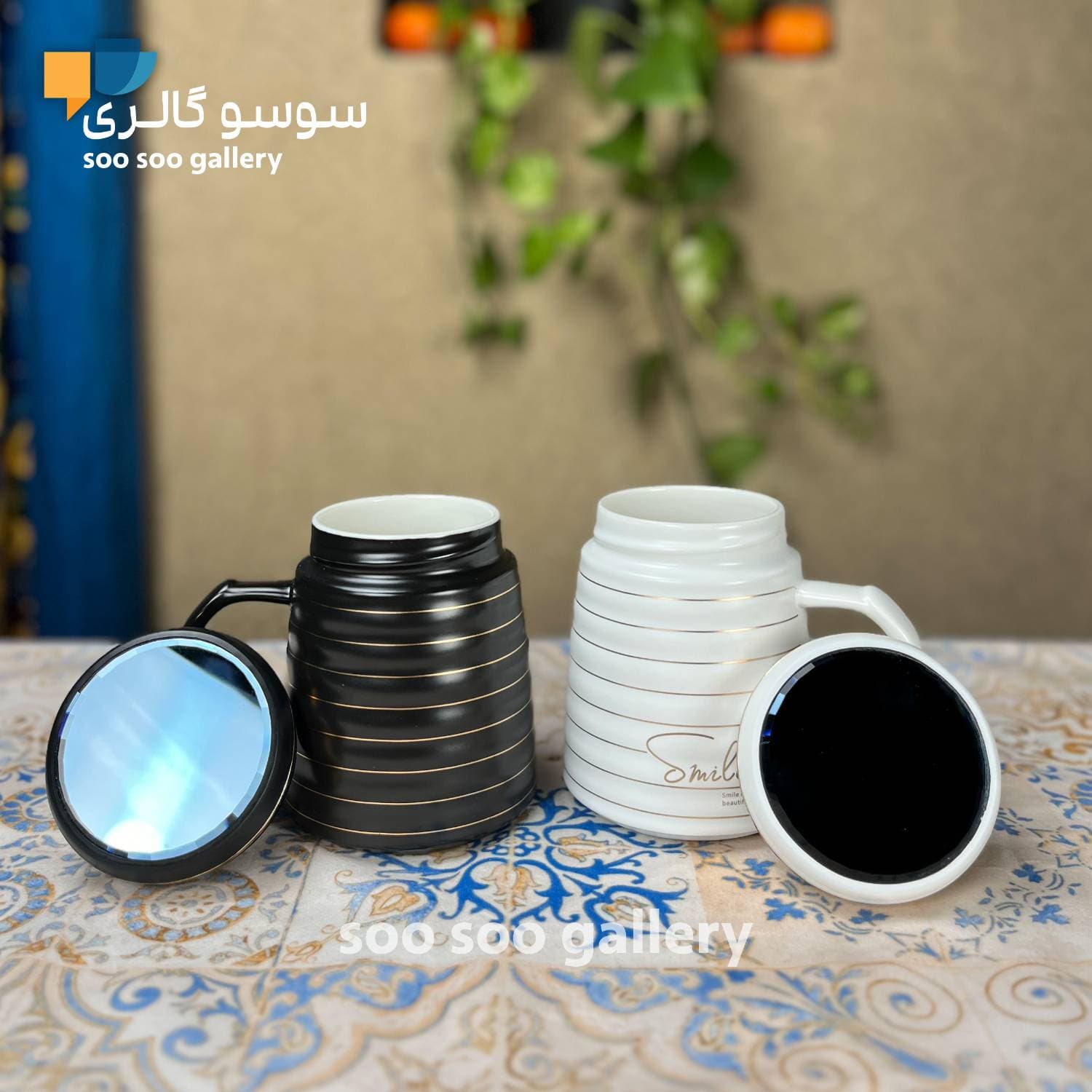 ماگ درب آینه اسمایل خط دار Smile — تصویر ۳