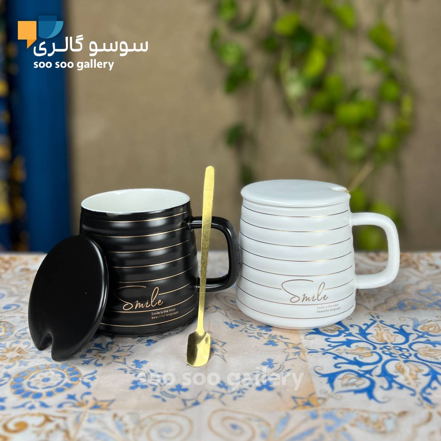 ماگ سرامیکی اسمایل خط دار Smile