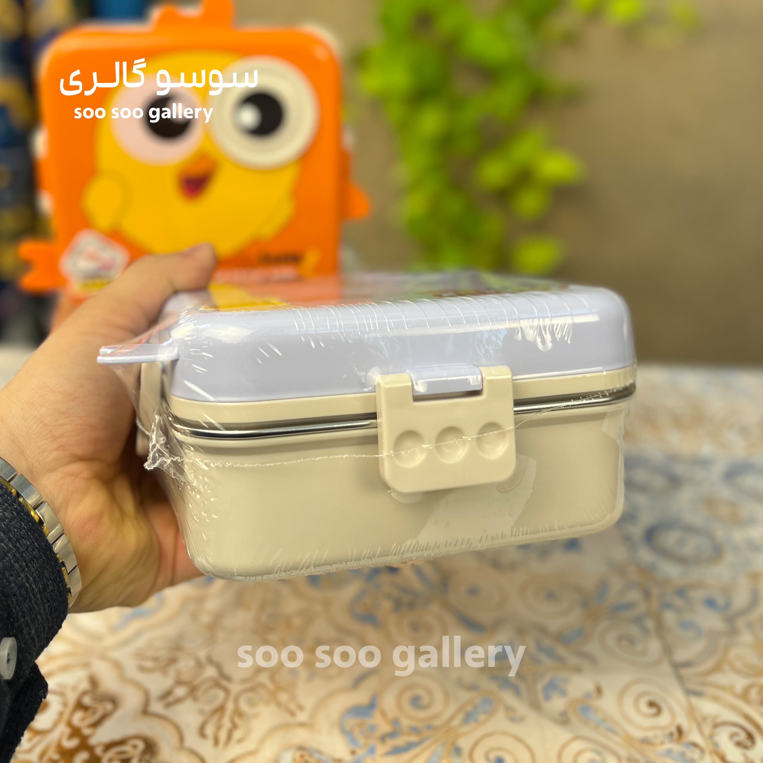 ظرف غذا استیل طرح جوجه مربع (لانچ باکس) — تصویر ۶
