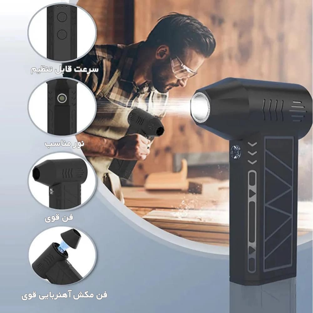 مینی جت فن شارژی مدل ZY 7400 SE/Pro، فن دمنده پرقدرت و قابل حمل برای کمپینگ، خودرو و منزل — تصویر ۲