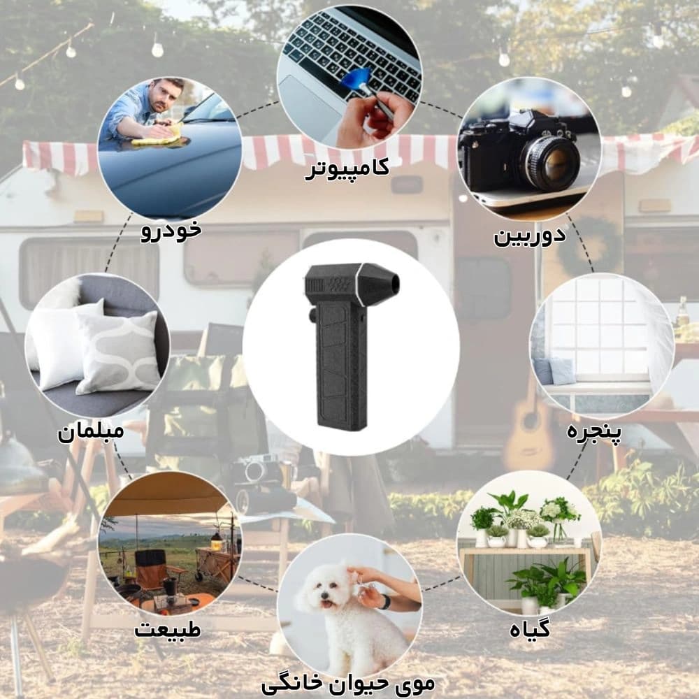 مینی جت فن شارژی مدل ZY 7400 SE/Pro، فن دمنده پرقدرت و قابل حمل برای کمپینگ، خودرو و منزل — تصویر ۶