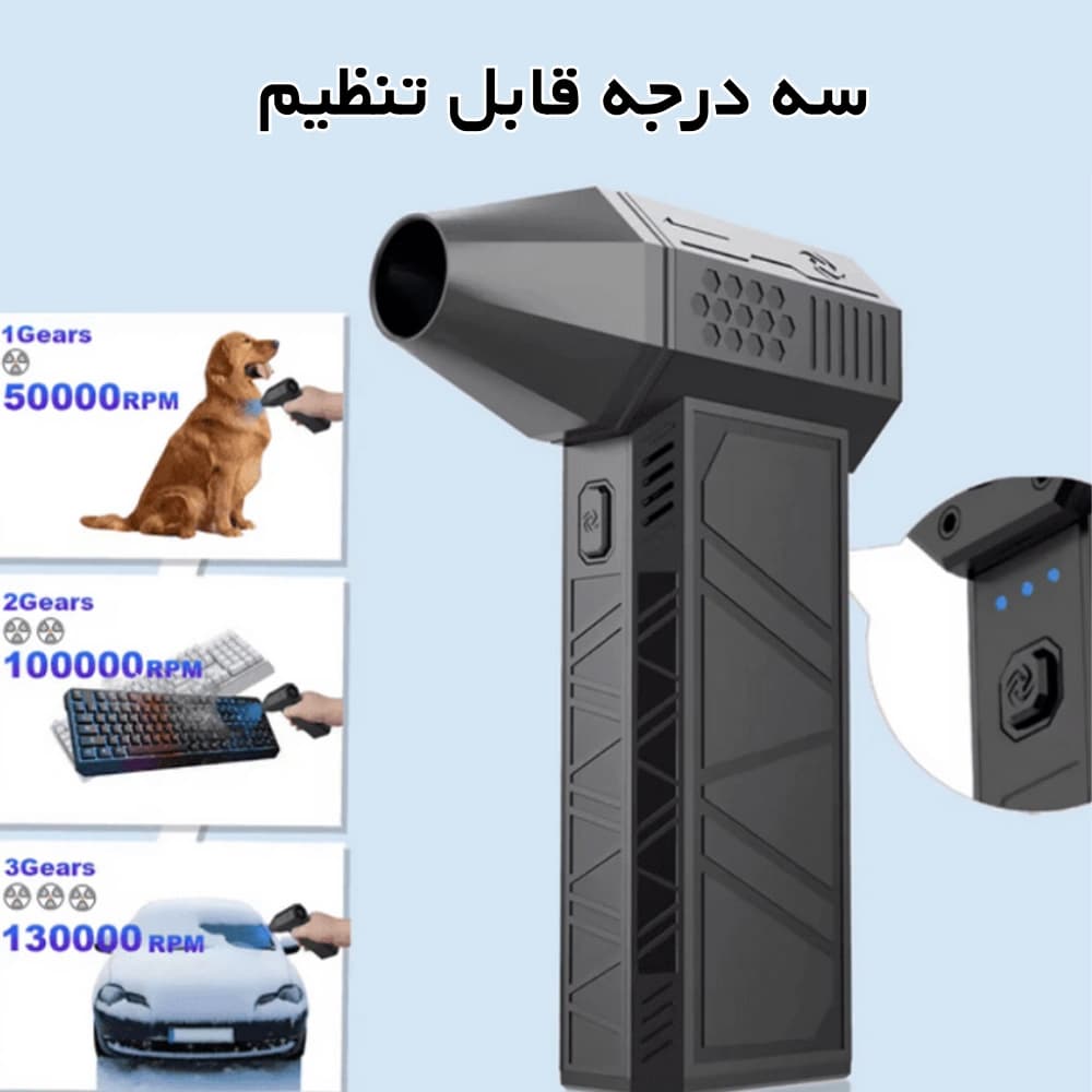 مینی جت فن شارژی مدل ZY 7400 SE/Pro، فن دمنده پرقدرت و قابل حمل برای کمپینگ، خودرو و منزل — تصویر ۵
