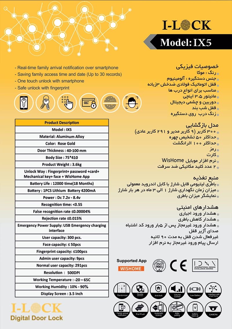 دستگیره هوشمند ای لاک I lock مدل IX5 pivot — تصویر ۷