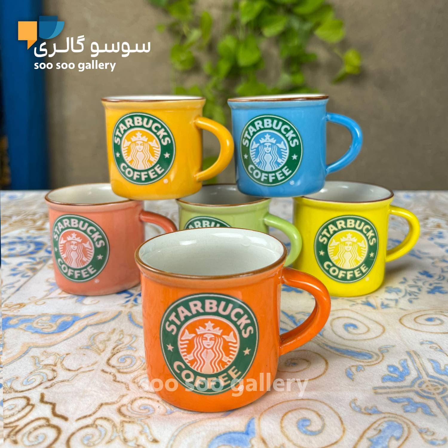فنجان قهوه خوری طرح شات استارباکس چند رنگ 6 عددی — تصویر ۲