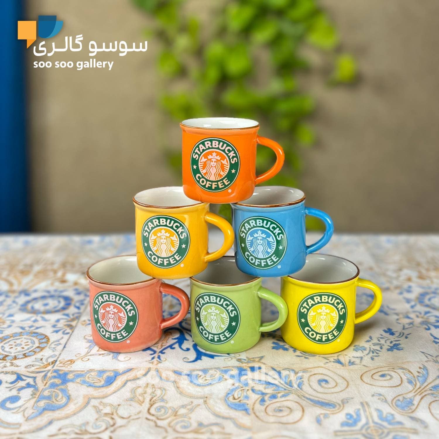 فنجان قهوه خوری طرح شات استارباکس چند رنگ 6 عددی