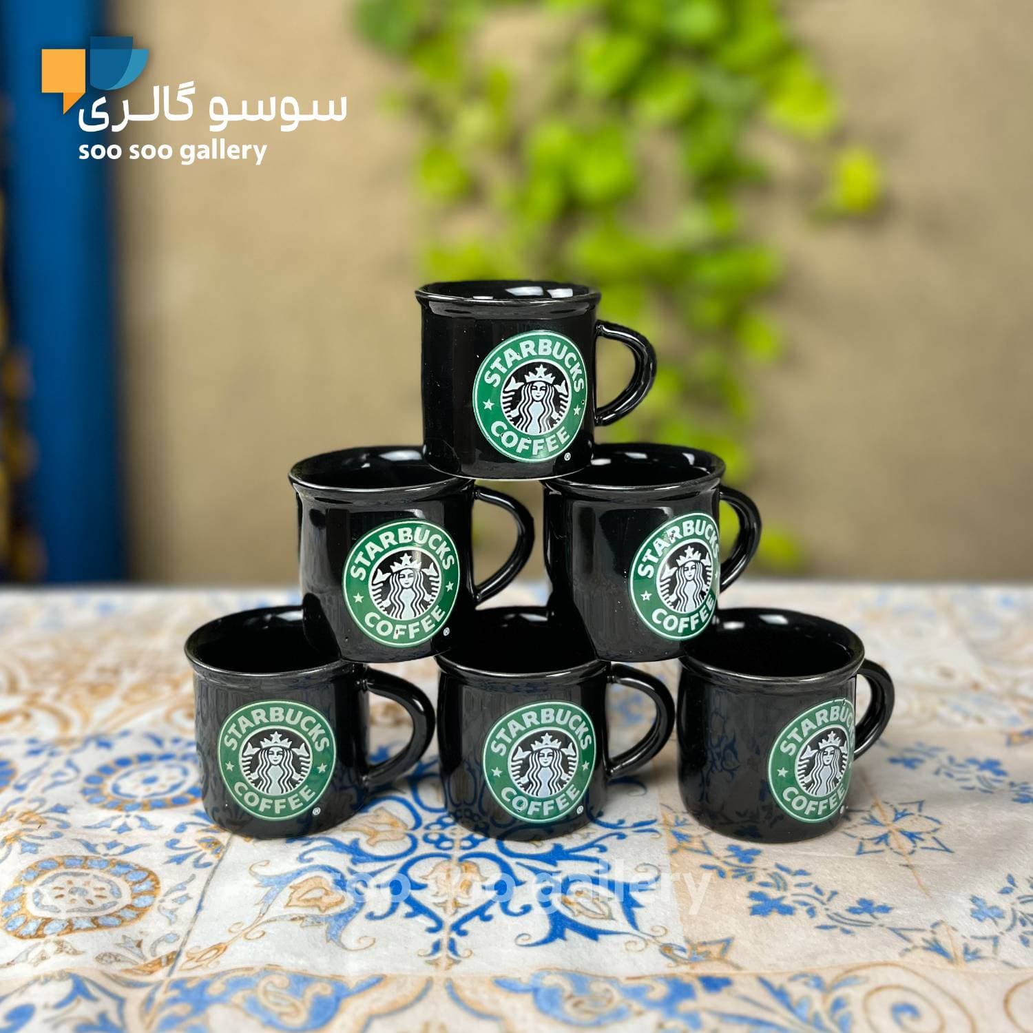 فنجان قهوه خوری طرح شات استارباکس مشکی 6 عددی