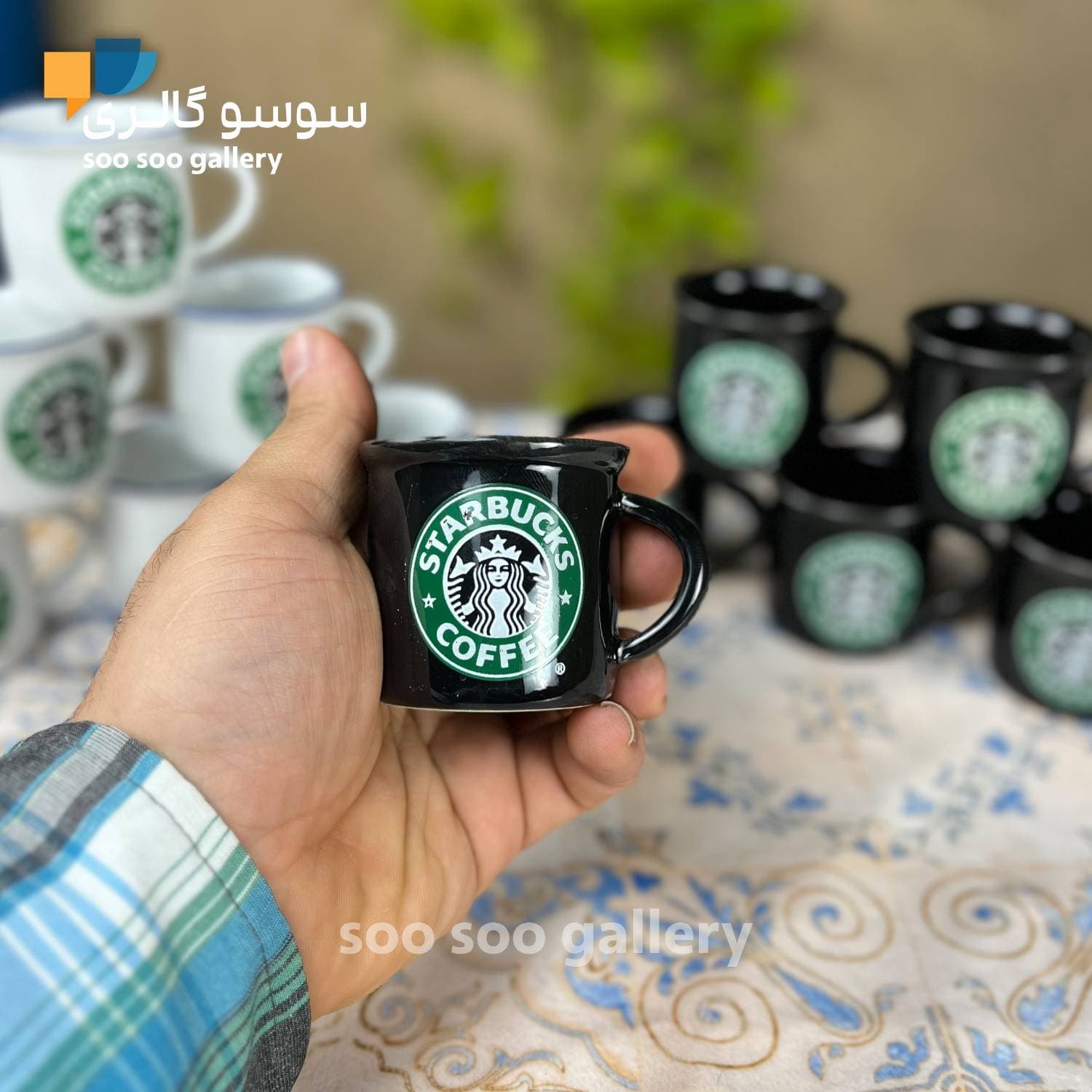 فنجان قهوه خوری طرح شات استارباکس مشکی 6 عددی — تصویر ۲