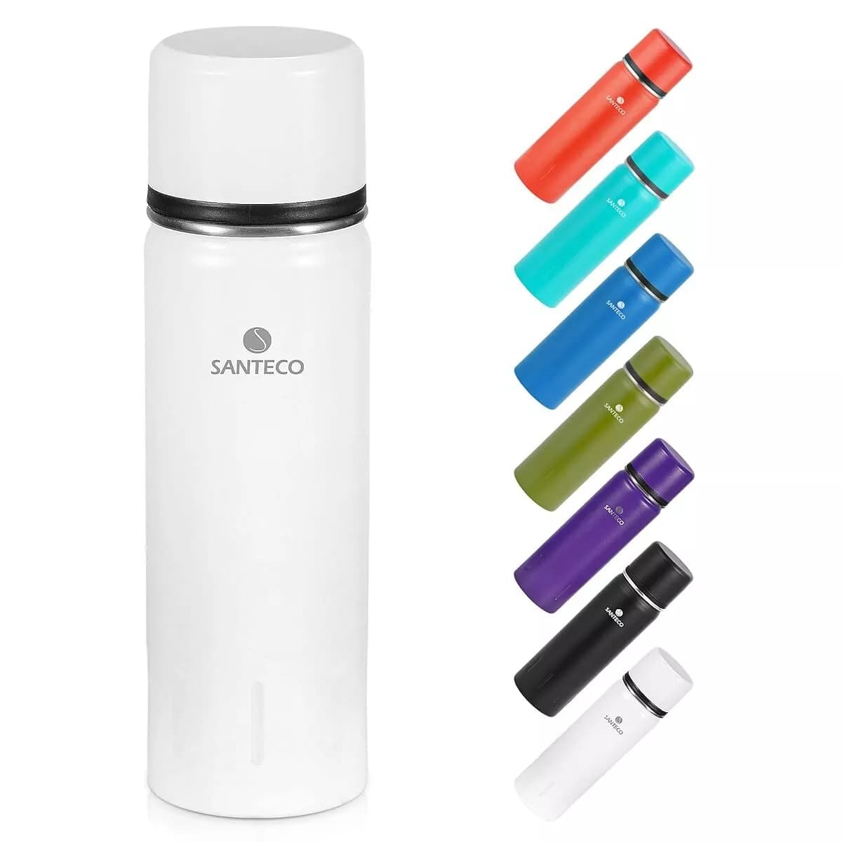 فلاسک سانتکو مدل SANTECO Kolima 500ml، استیل ضدزنگ 18/8، عایق حرارتی 24 ساعته، ضدنشت و مجهز به لیوان همراه