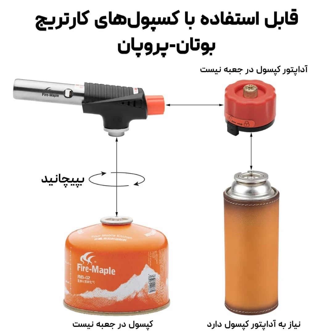 تورچ فایرمپل مدل FireMaple 360 Blowtorch، طراحی ارگونومیک، 2400 وات شعله قدرتمند — تصویر ۸