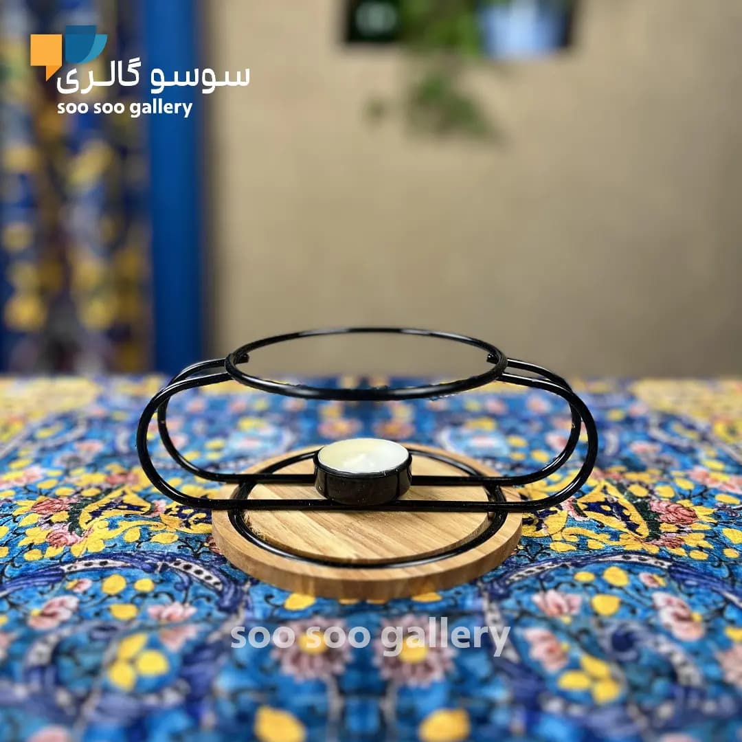 پایه وارمر قوری فلزی کف چوبی — تصویر ۳