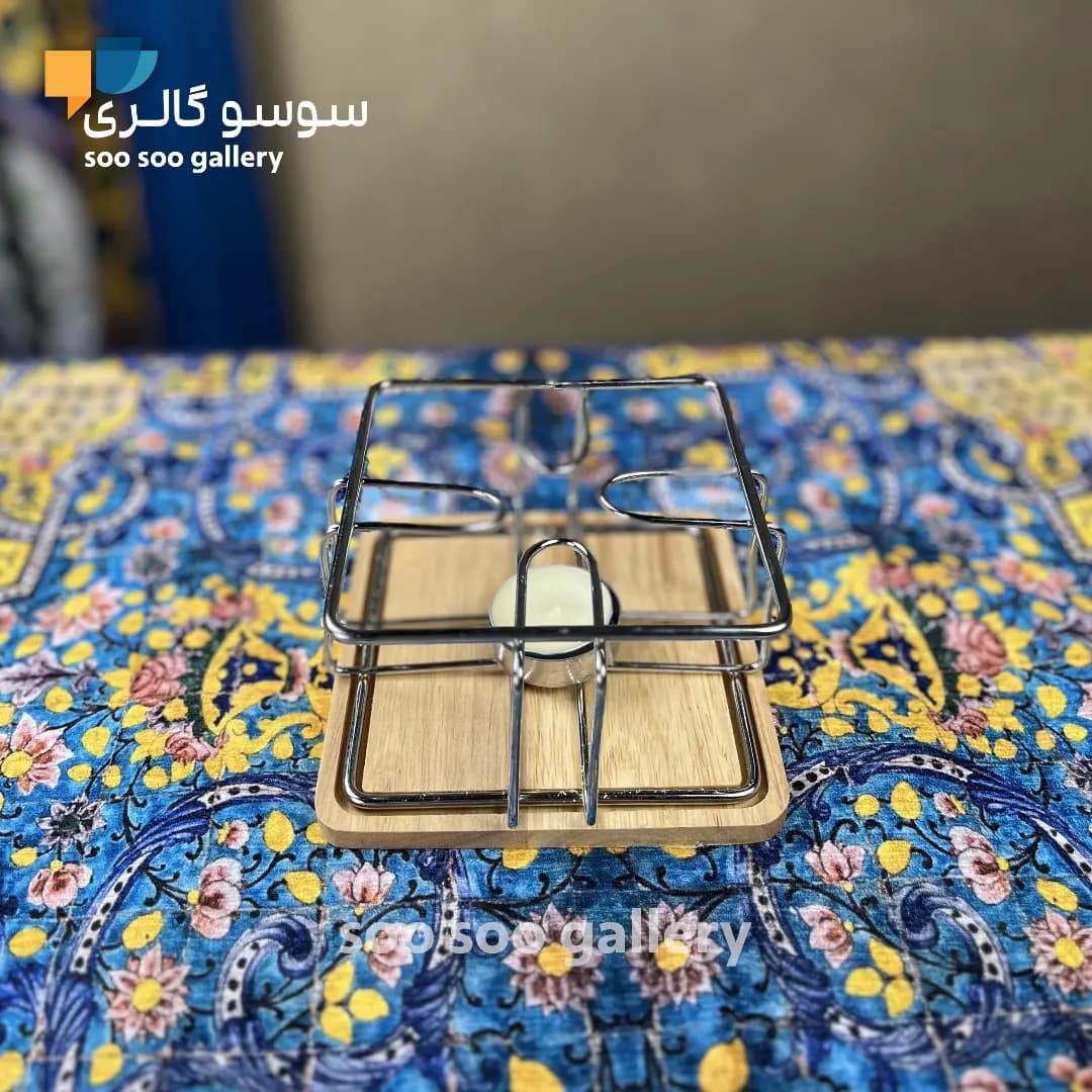 پایه وارمر قوری فلزی کف چوبی — تصویر ۸