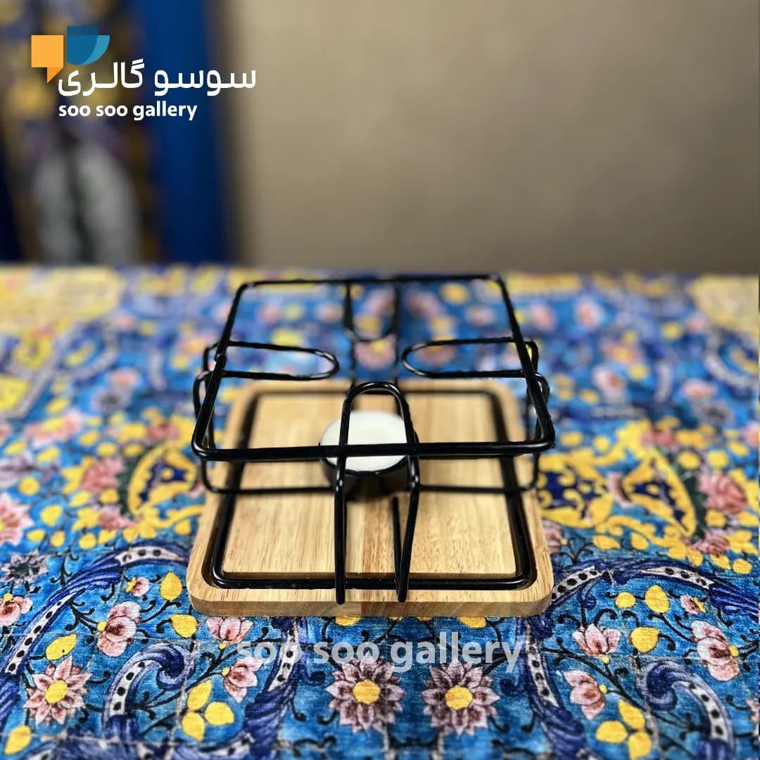 پایه وارمر قوری فلزی کف چوبی — تصویر ۶