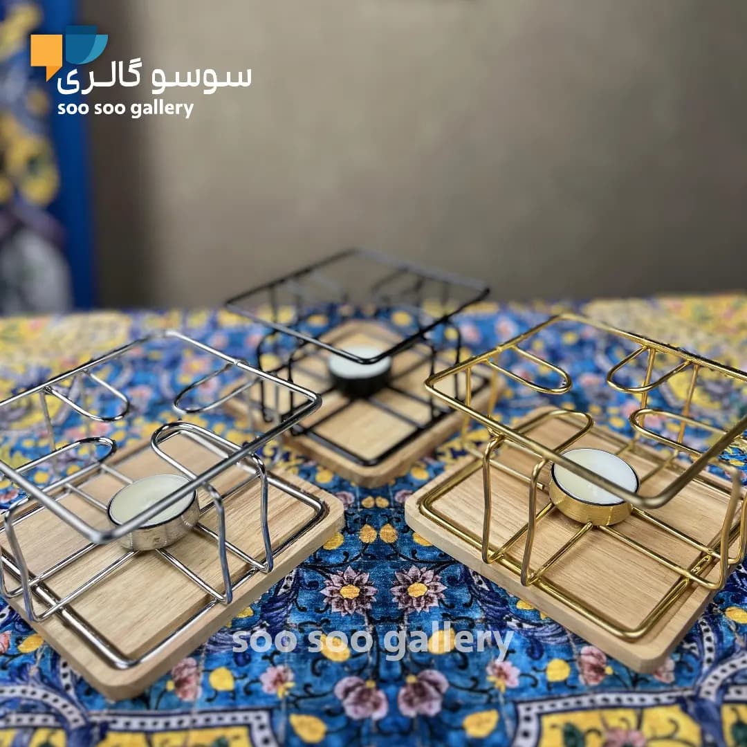 پایه وارمر قوری فلزی کف چوبی — تصویر ۲