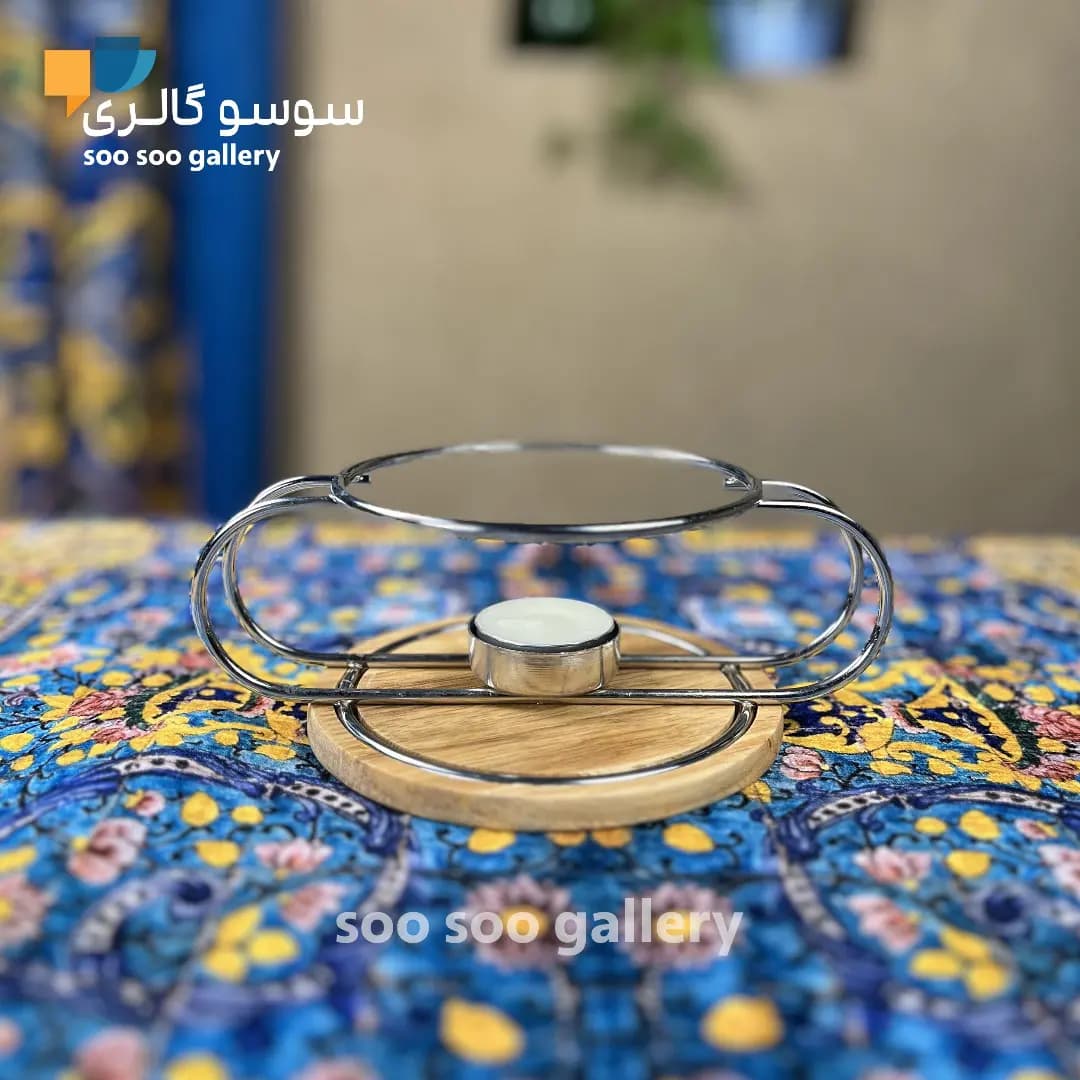 پایه وارمر قوری فلزی کف چوبی — تصویر ۵