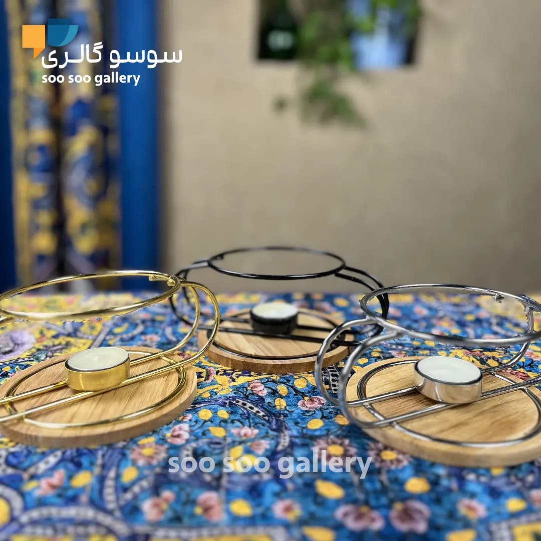 پایه وارمر قوری فلزی کف چوبی