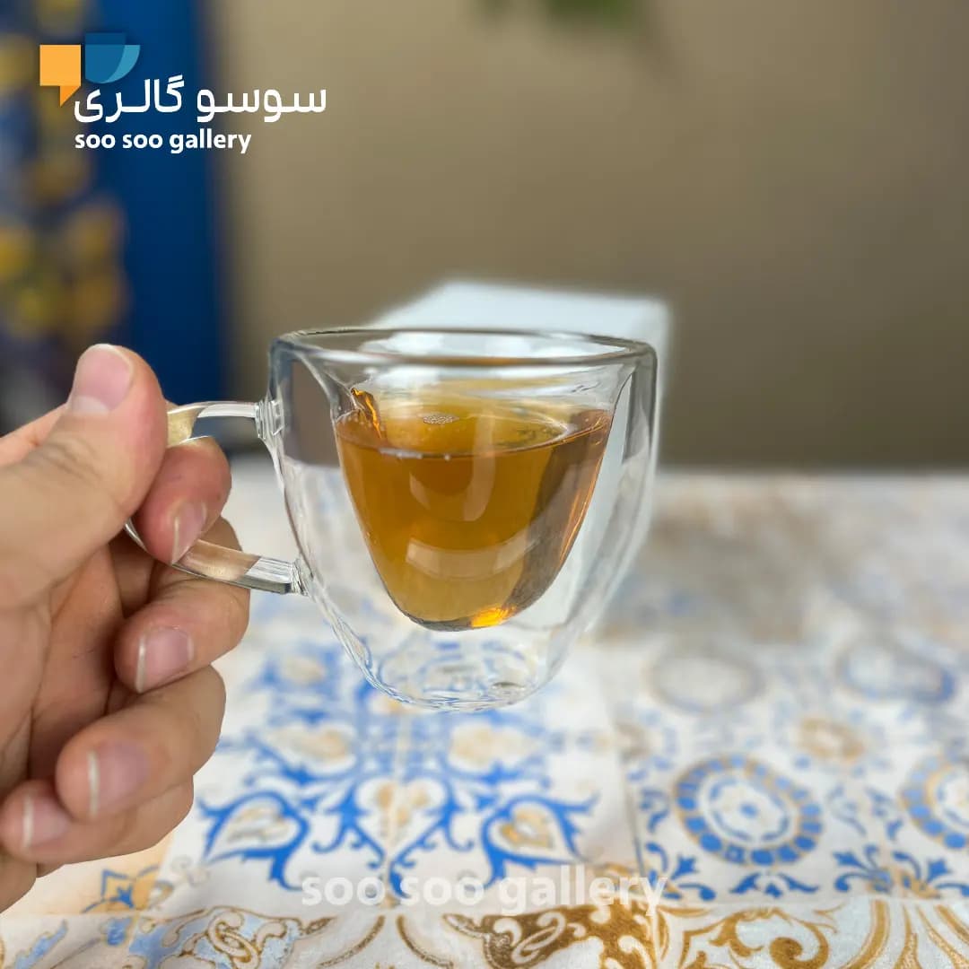لیوان دوجداره دسته دار طرح قلب