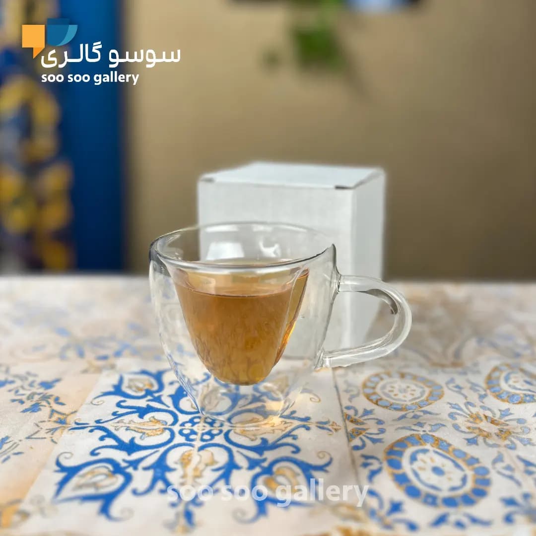لیوان دوجداره دسته دار طرح قلب — تصویر ۳