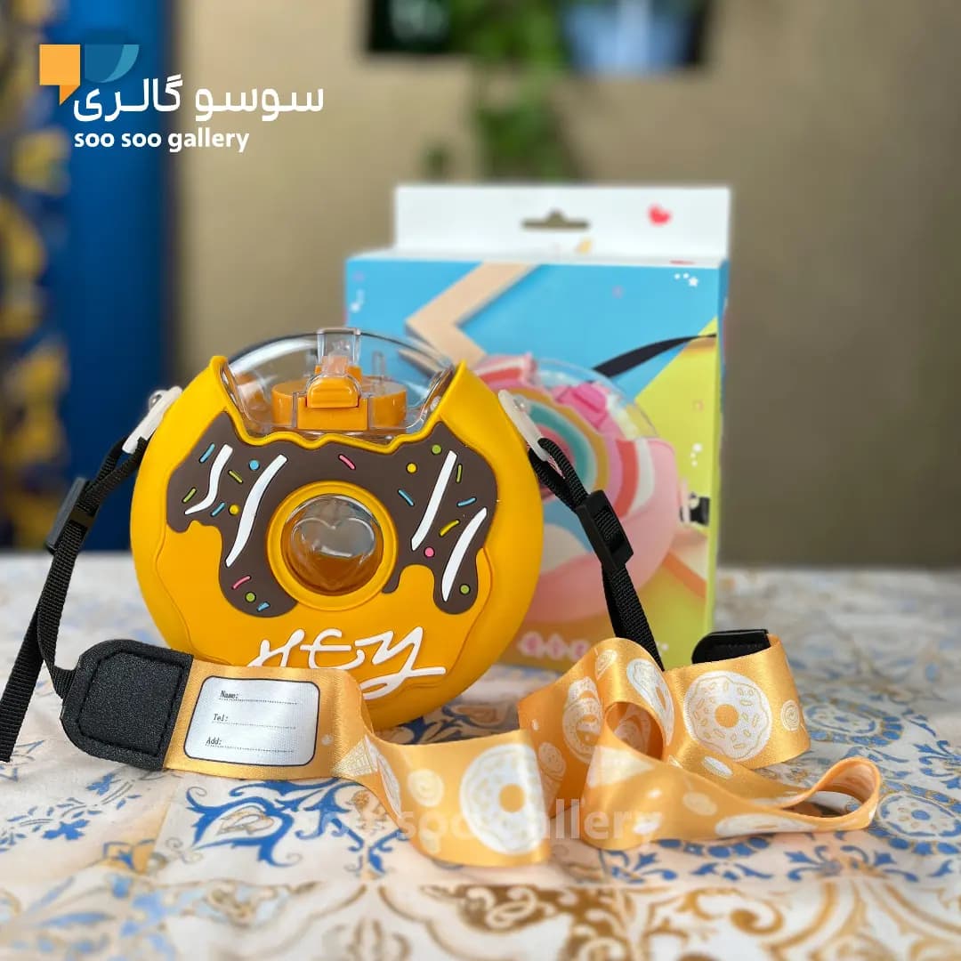 قمقمه دوناتی کودک نی دار طرح پیراشکی 380 میلی لیتر — تصویر ۳