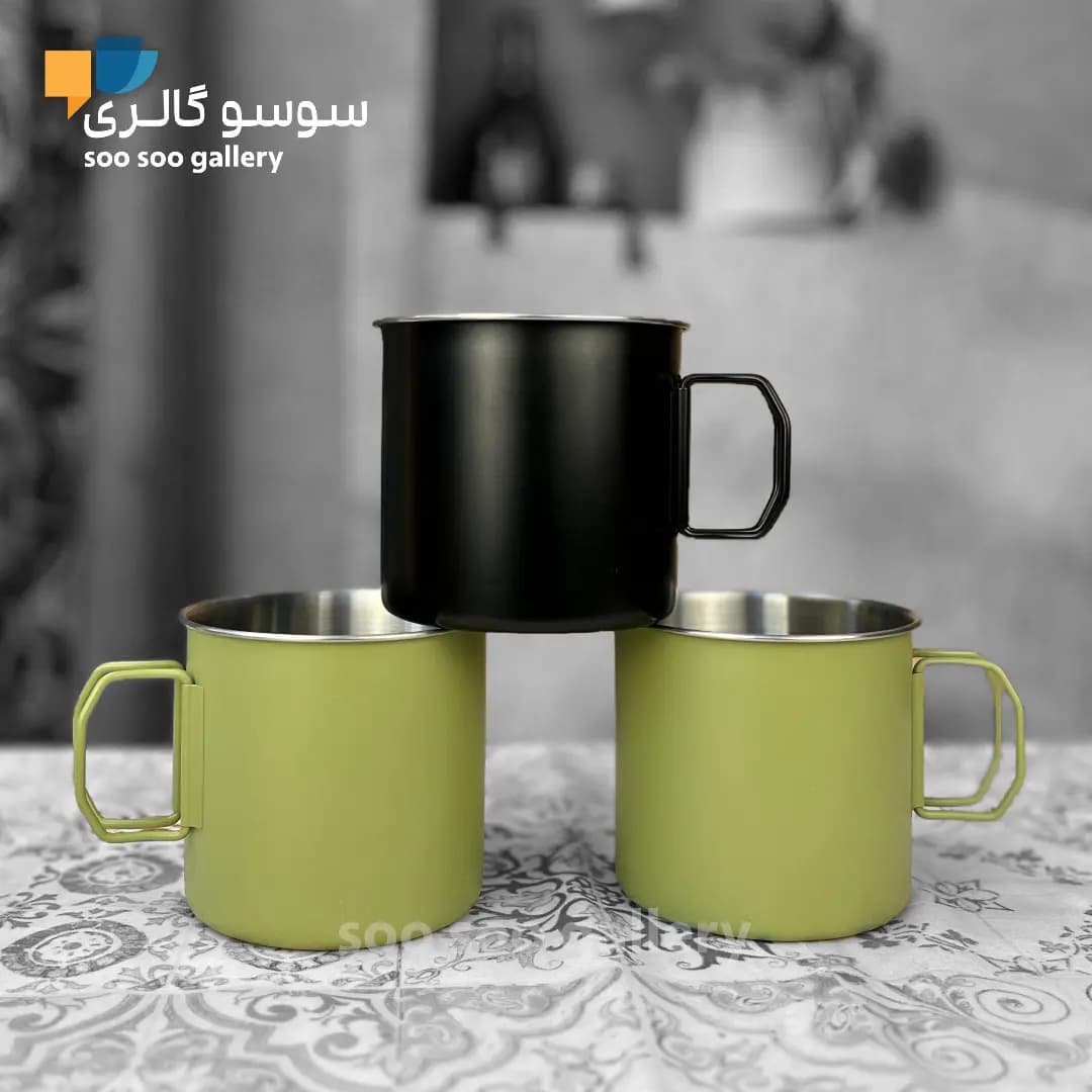 لیوان سفری دسته تاشو استیل مدل کمپ — تصویر ۳